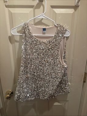 Old Navy Silver Sequin Tank Top with Pale Pink Lining